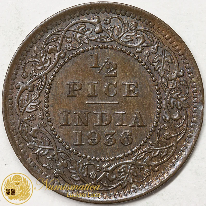 INDIA INGLESE 1/2 PICE 1936 Giorgio V #3873