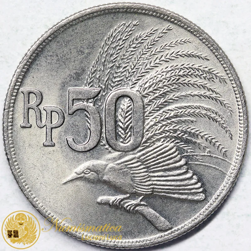 INDONESIA 50 Rupie 1971 GREATER BIRD OF PARADISE #8361