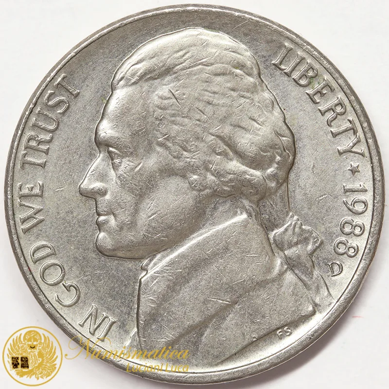 STATI UNITI 5 Cents 1988 D JEFFERSON #8870
