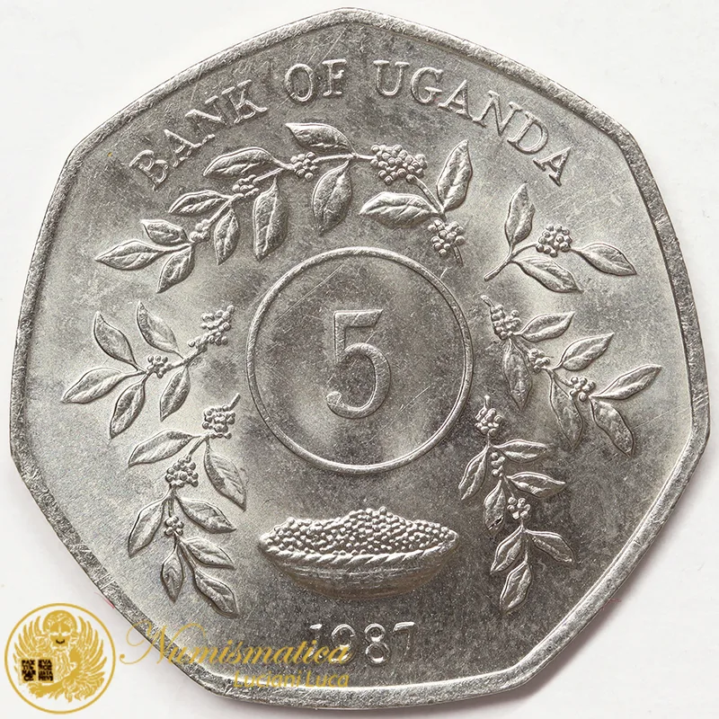 AFRICA UGANDA 5 SHILLINGS 1987 #8877