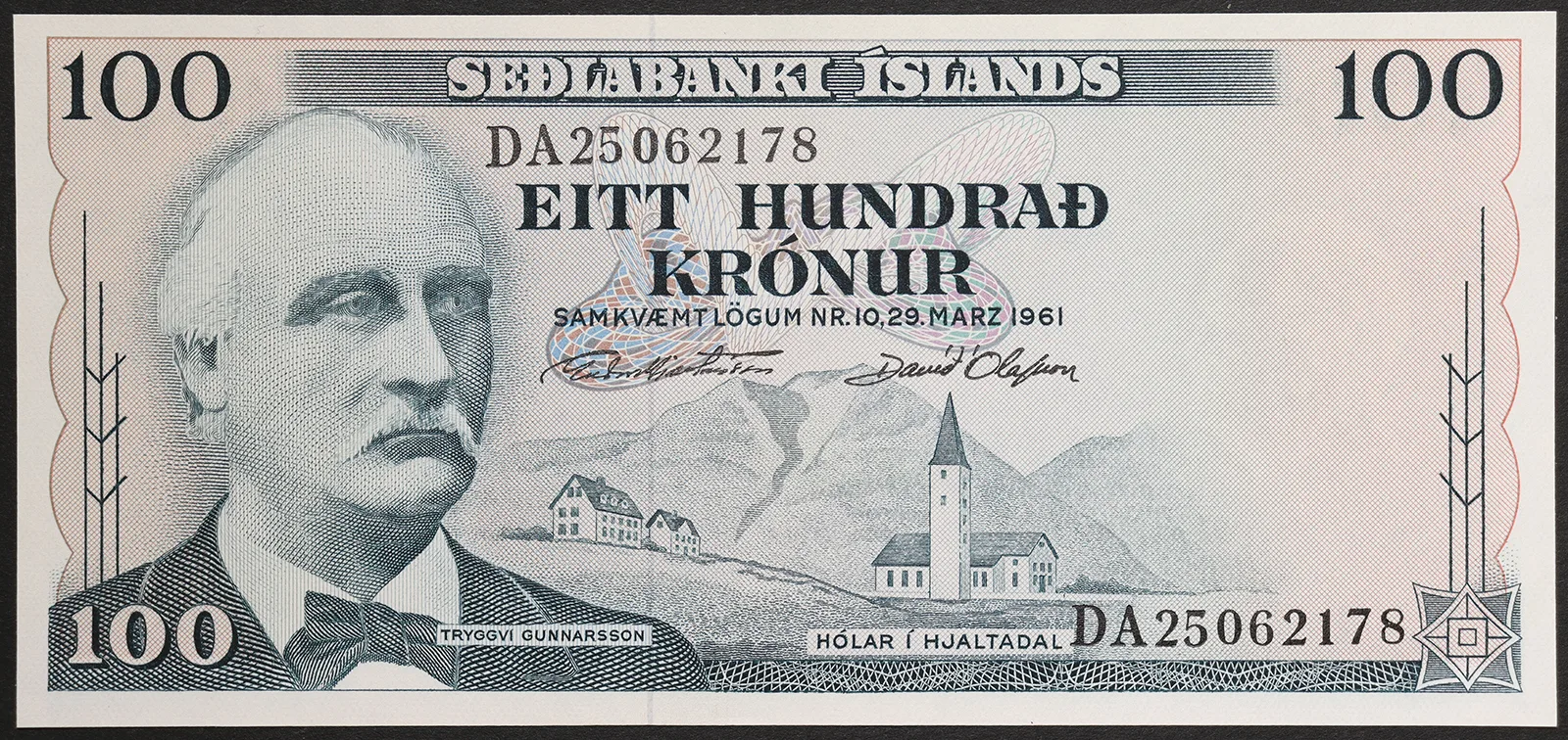 Islanda Sedlabanki 100 Kronur 1961 Pick#44 #B284