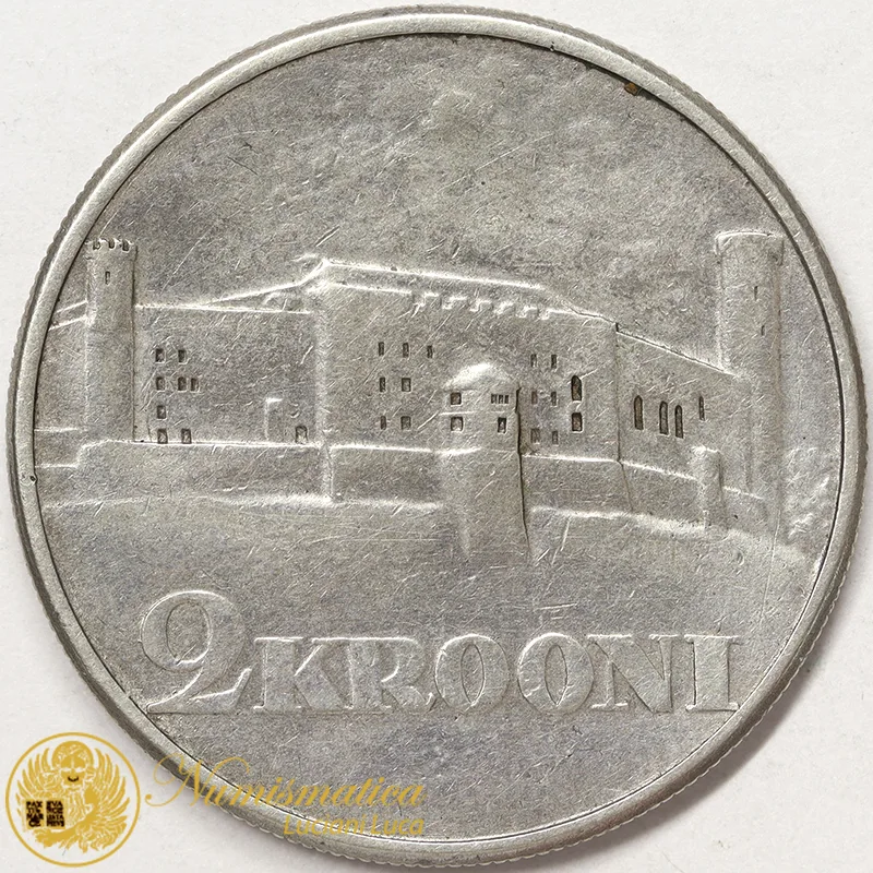 ESTONIA 2 Krooni 1930 Fortezza di Toompea a Tallinn argento #884
