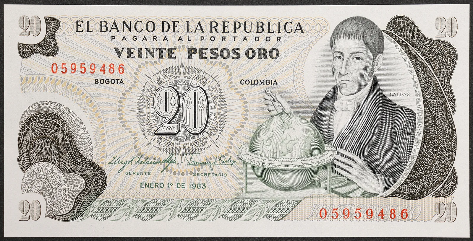 COLOMBIA Francisco Jose De Caldas 20 PESOS 1983 Fds #B332