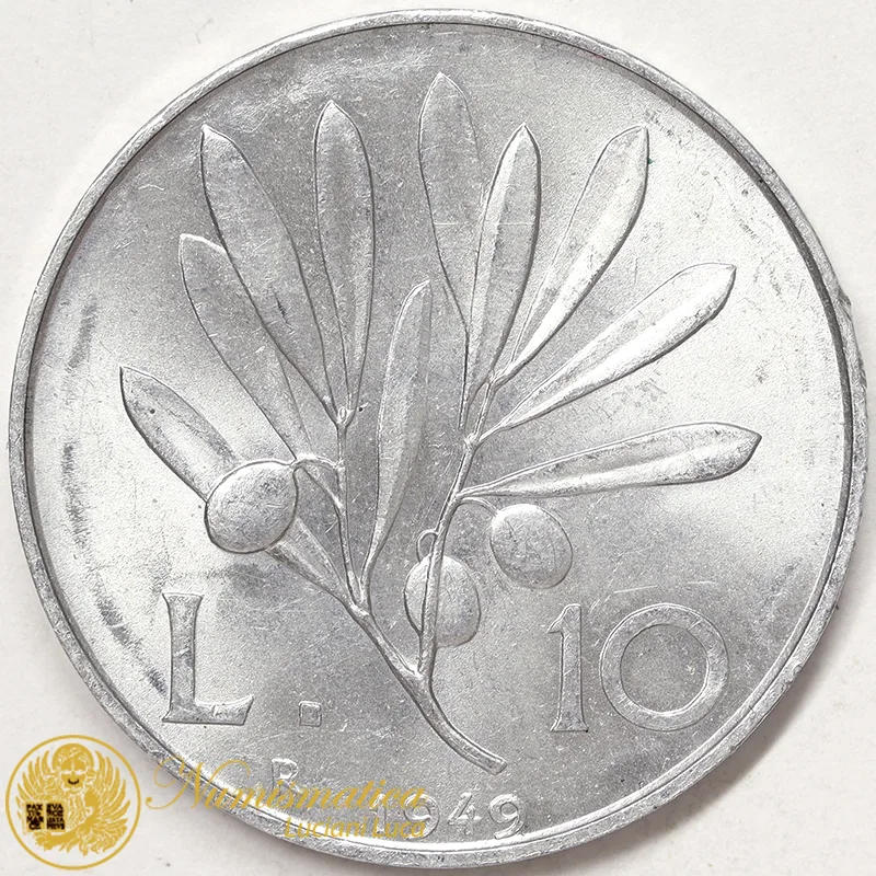 ITALIA 10 Lire 1949 Ulivo Spl italma #905