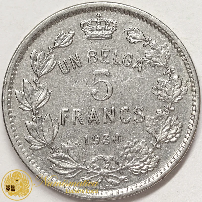 BELGIO 5 FRANCHI 1930 ALBERTO I nichel #907