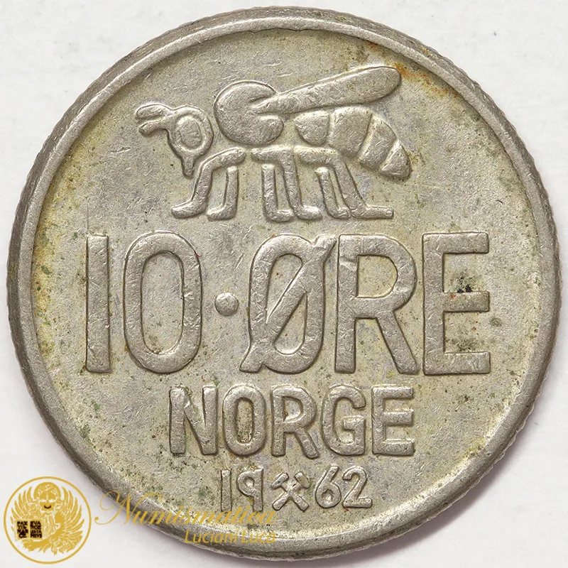 NORVEGIA 10 ORE 1962 OLAV V ape #8904