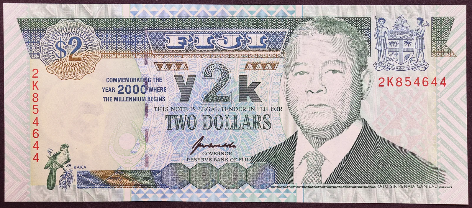 FIJI 2 Dollari 2000 Sir Panaia Ganilau Culturally Group Pick#102 Q.Fds #B397