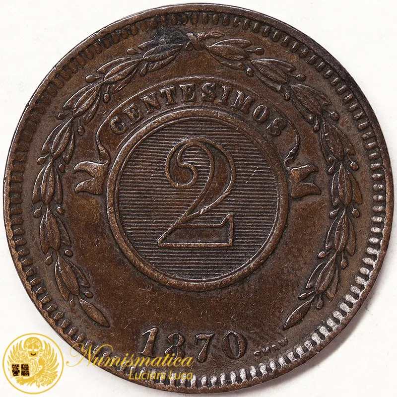 PARAGUAY 2 CENTESIMOS 1870 #988