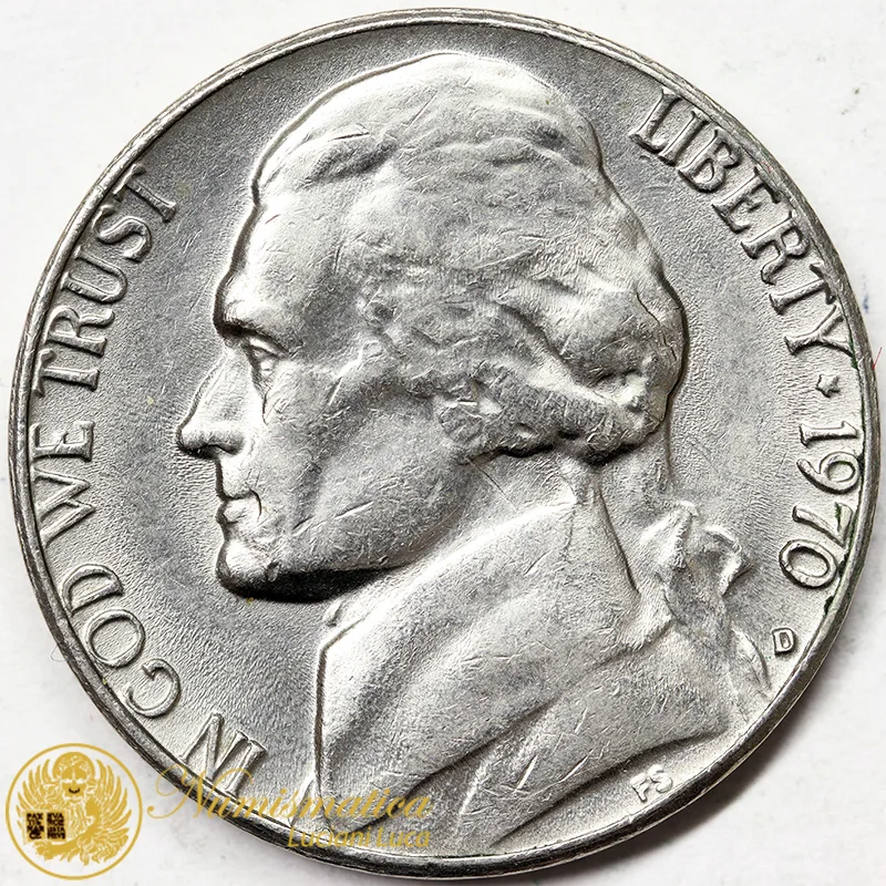 STATI UNITI 5 CENTS 1970 D JEFFERSON BB #3886