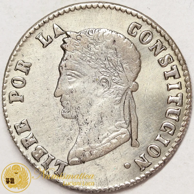 BOLIVIA 4 SOLES 1858 PTS FJ (KM#132.2) Ag #1139