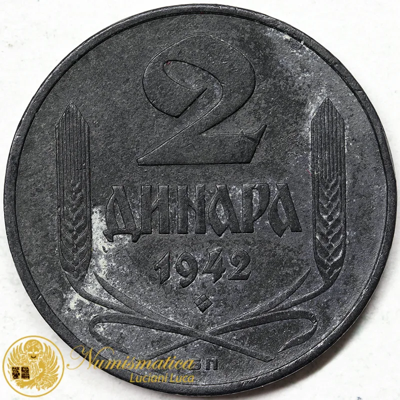 SERBIA 2 DINARA 1942 OCCUPAZIONE TEDESCA WW2 #3938
