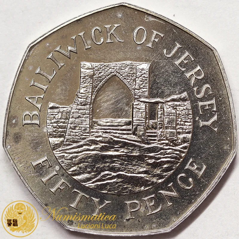 Jersey 50 Pence 1987 Elisabetta II Castle #1223