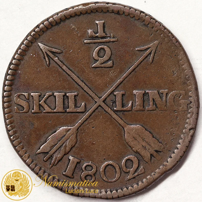 SVEZIA 1/2 SKILLING 1802 GUSTAF IV ADOLF #1246