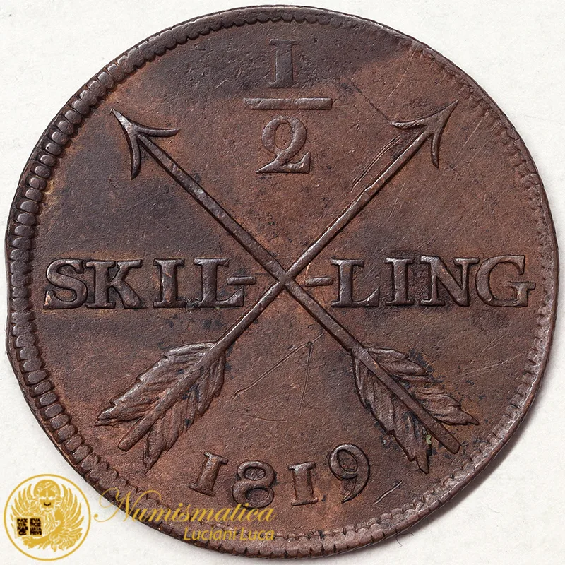SVEZIA 1/2 SKILLING 1819 CARL XIV JOHAN  #1253