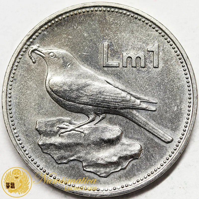 MALTA 1 Lira 1986 Tordo bottaccio nichel #4030