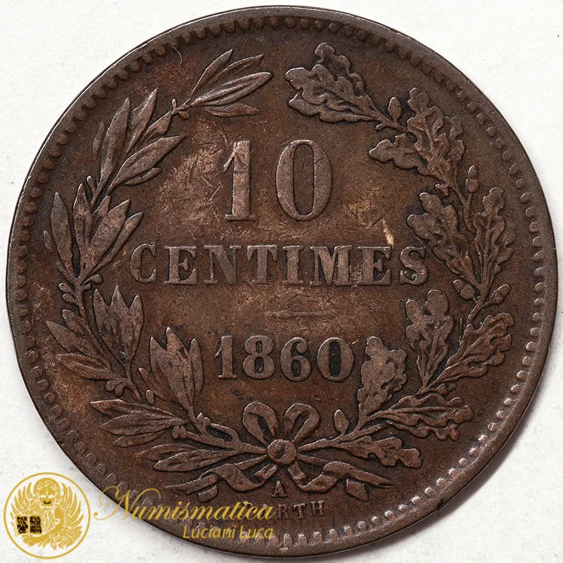 LUSSEMBURGO 10 Centimes 1860 A Guglielmo III #1342