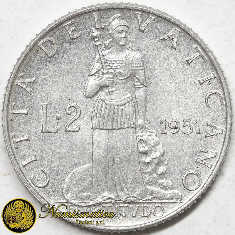 VATICANO 2 LIRE 1951 PIO XII An. XIII Fdc §915