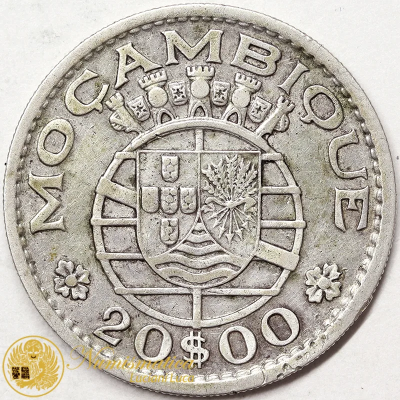 MOZAMBICO 20 ESCUDOS 1955 Colonia Portoghese Ag #1362