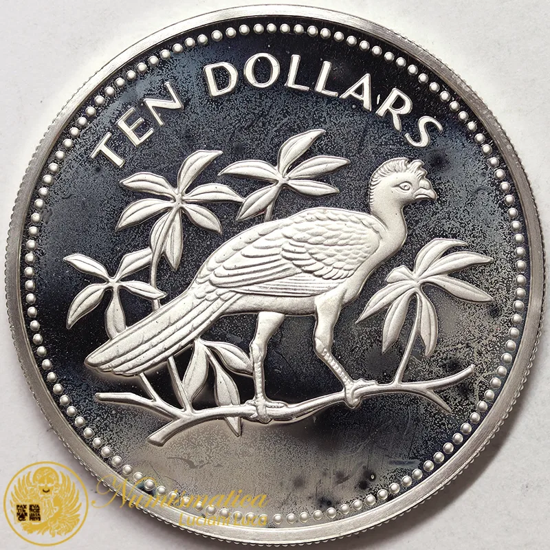 Belize 10 Dollari 1974 argento Proof #1468