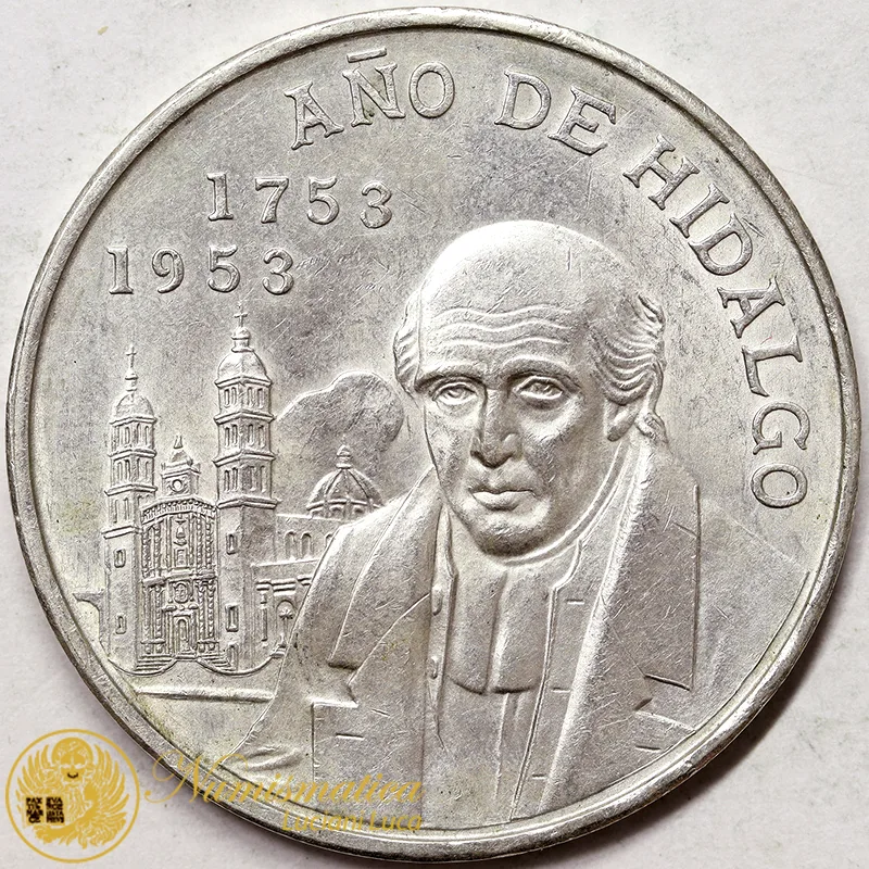 MESSICO 5 PESOS 1953 Hidalgo ARGENTO #1637