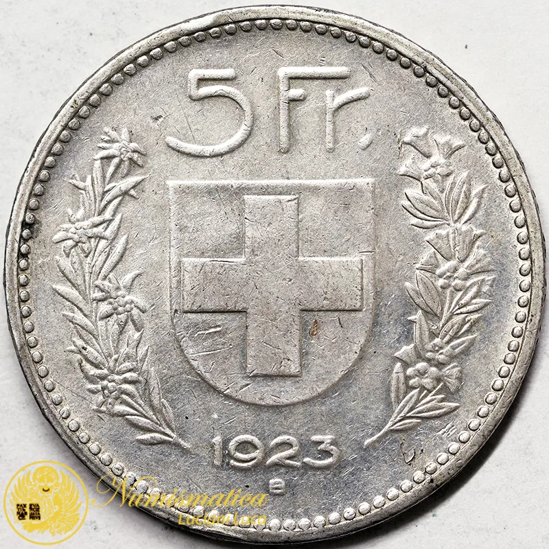 SVIZZERA 5 Franchi 1923 Confederazione Ag #1652