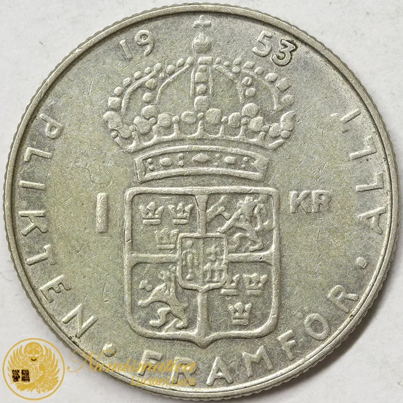 SVEZIA 1 Corona 1953 TS argento #1659