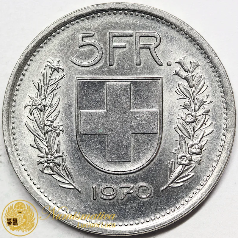 Svizzera 5 Franchi 1970 Q.Fdc #4119