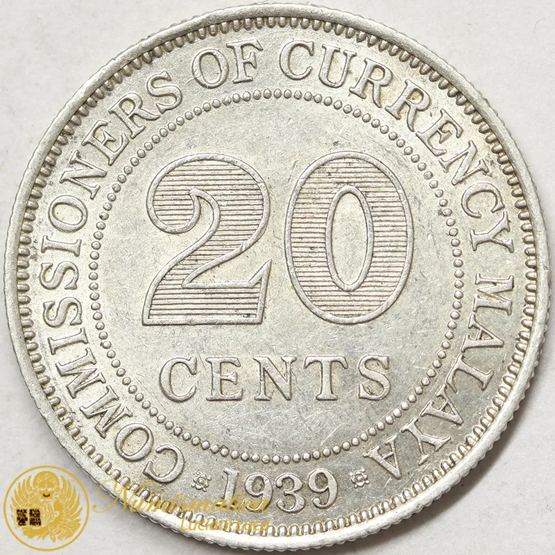 MALAYA 20 Cents 1939 Giorgio VI argento #1706