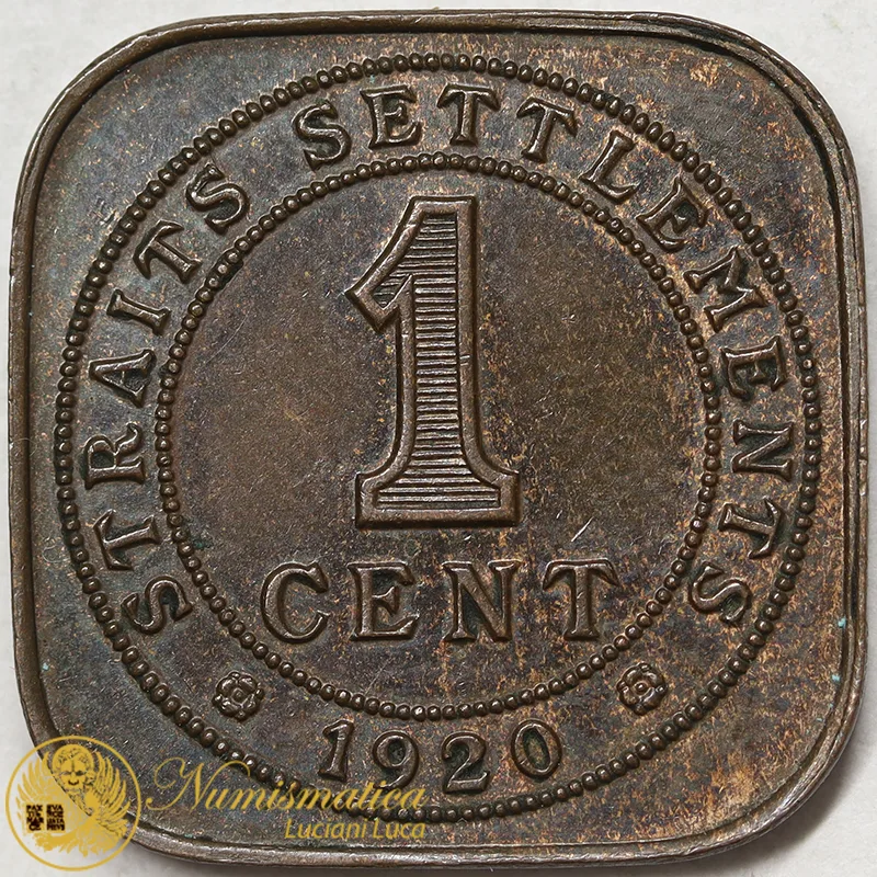 STRAITS SETTLEMENTS 1 CENT 1920 Giorgio V BRITISH COLONY #1713