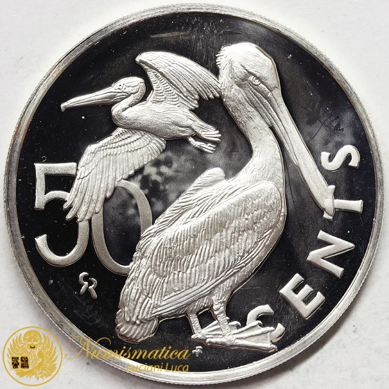 ISOLE VERGINI BRITANNICHE 50 Cents 1977 argento #4233