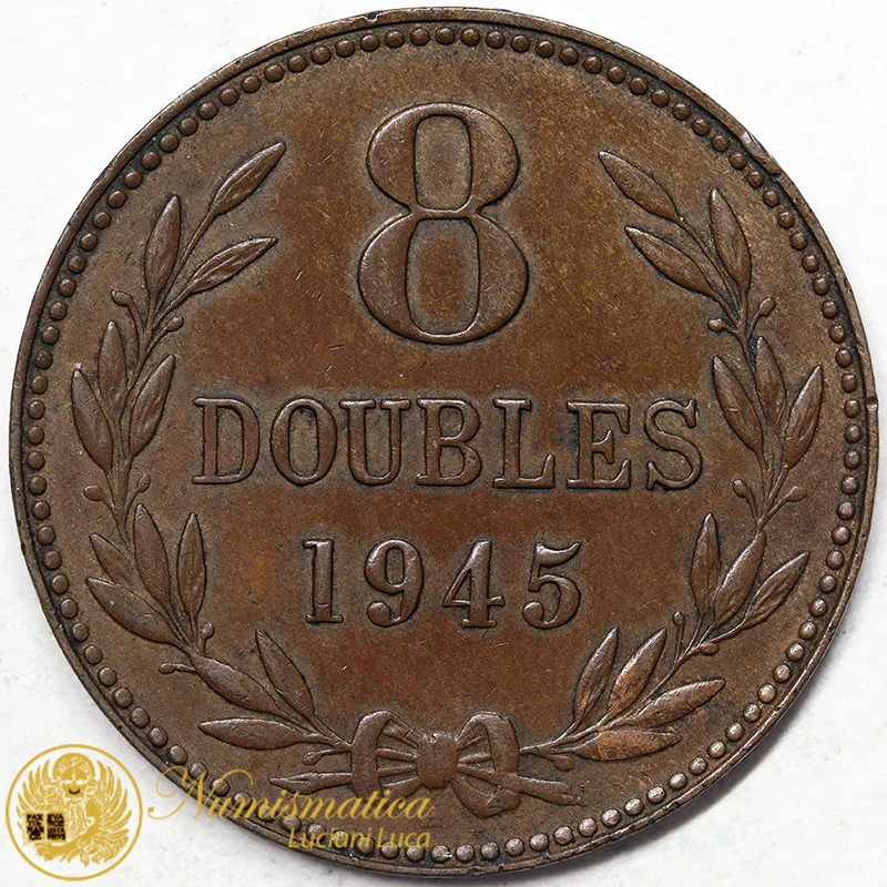 GUERNESEY 8 Doubles 1945 H Giorgio VI bronzo #4245