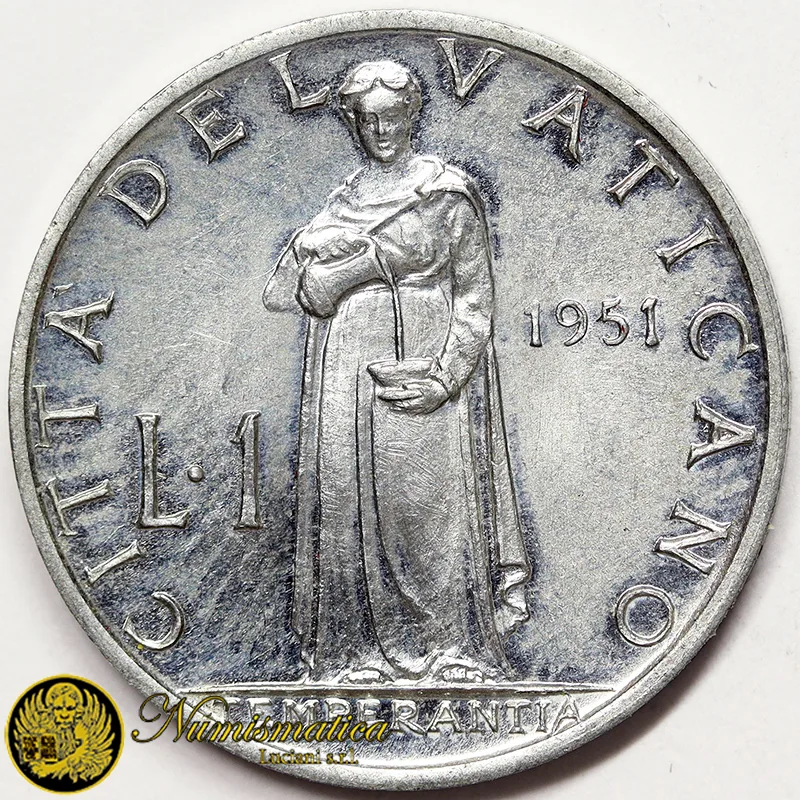 VATICANO 1 LIRA 1951 PIO XII An. XIII Fdc §909