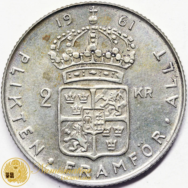 SVEZIA 2 Corone 1961 TS argento #4302
