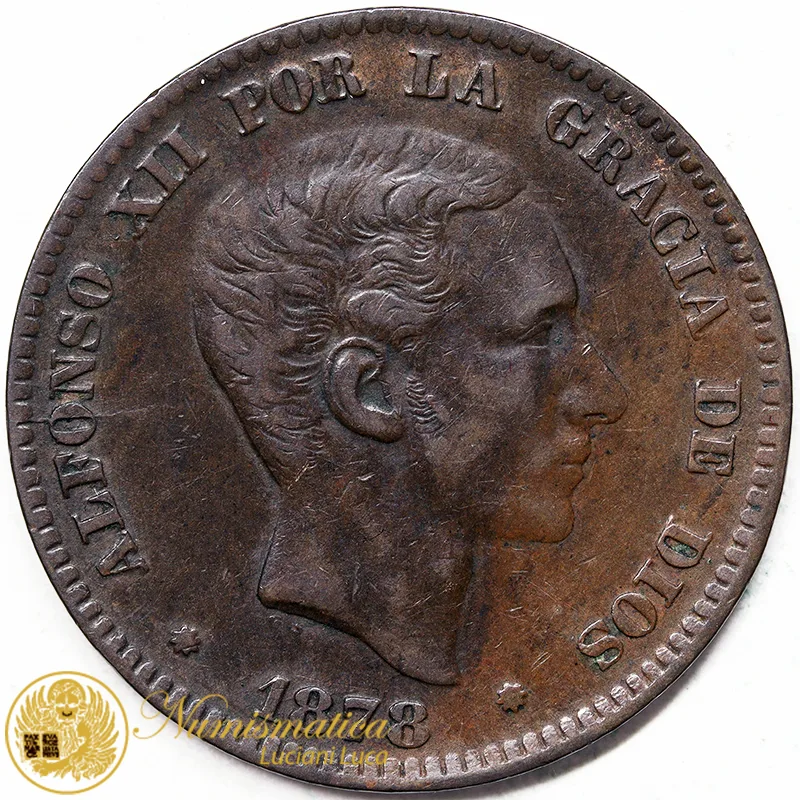 SPAGNA 10 CENTIMOS 1878 VF ALFONSO XII #4314