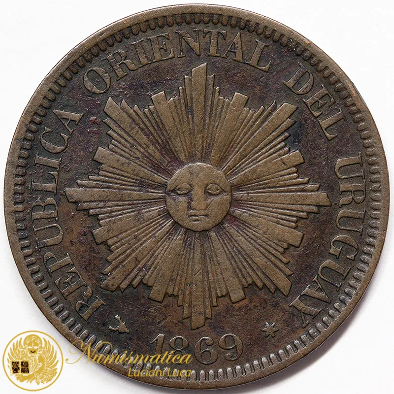 URUGUAY 4 Centesimos 1869 H Birmingham KM#13 #4383