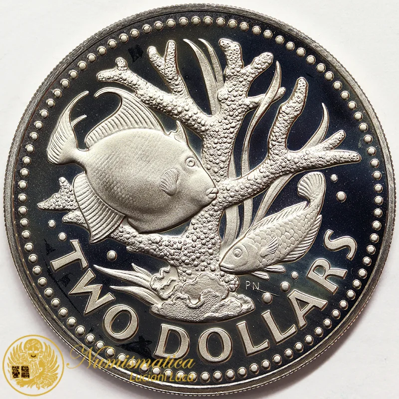 BARBADOS 2 Dollari 1975 corallo #4608