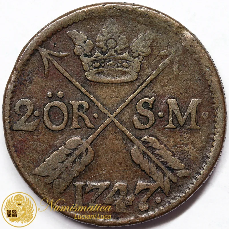 SVEZIA 2 ORE S.M. 1747 FREDERICK I KM#437 #4515