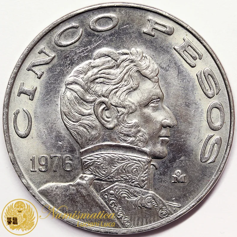 MESSICO 5 PESOS 1976 Vicente Guerrero rame-nichel #4632