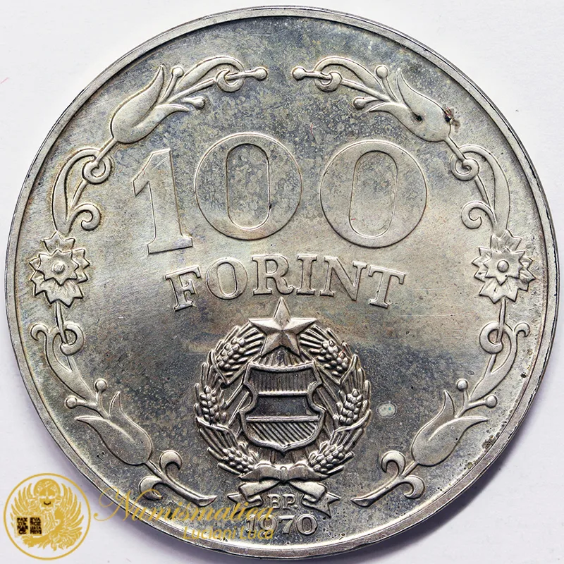 UNGHERIA 100 FIORINI 1970 Liberazione 25° Anniversario Ag #4676