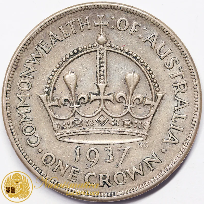 AUSTRALIA 1 CROWN 1937 INCORONAZIONE Giorgio VI ARGENTO #4686