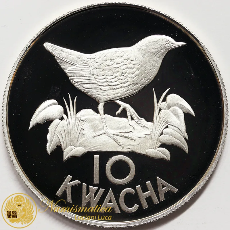 ZAMBIA 10 KWACHA 1986 Argento PROOF #4697