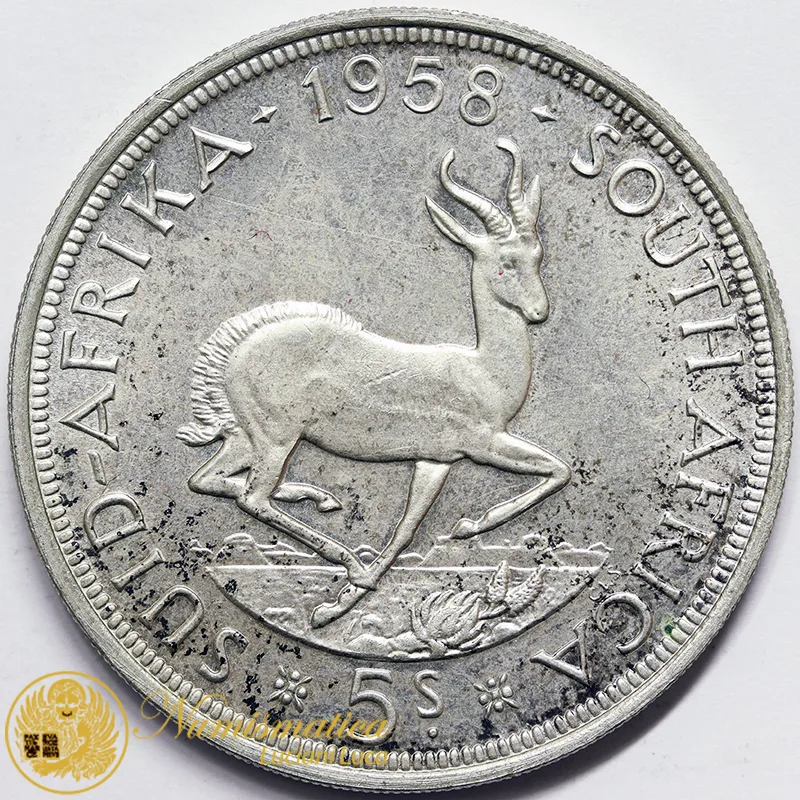 SUDAFRICA 5 SHILLINGS 1958 Elisabetta II Ag #4702
