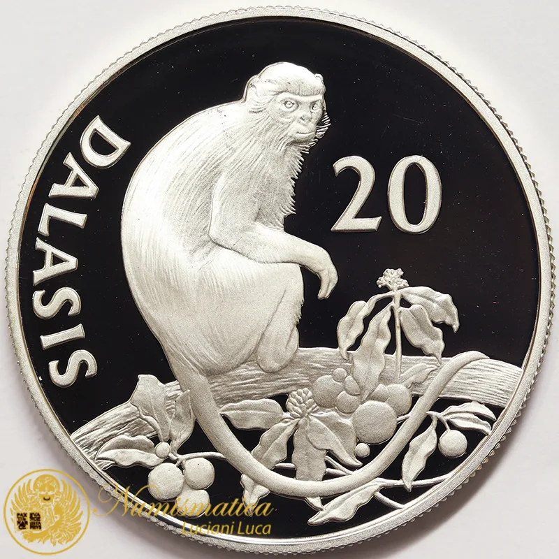 GAMBIA 20 DALASIS 1987 WWF Argento PROOF #4706