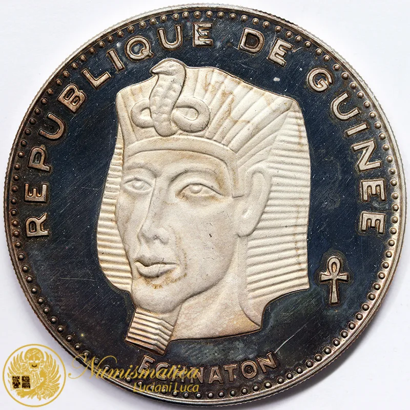 GUINEA 500 Franchi 1970 Echnaton Argento PROOF #4764