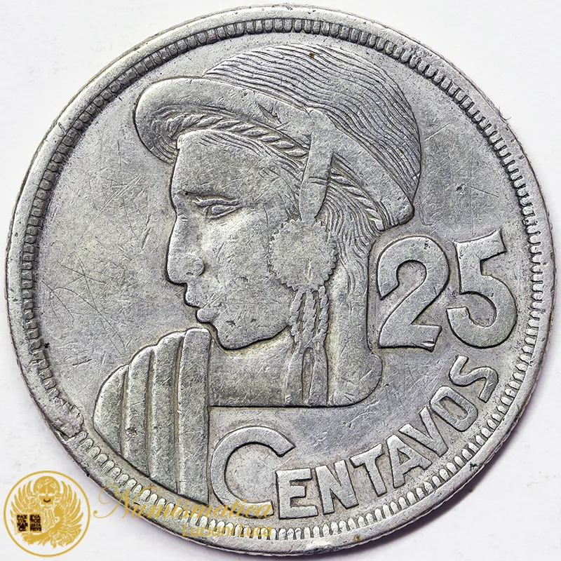 Guatemala 25 Centavos 1955 argento #4787