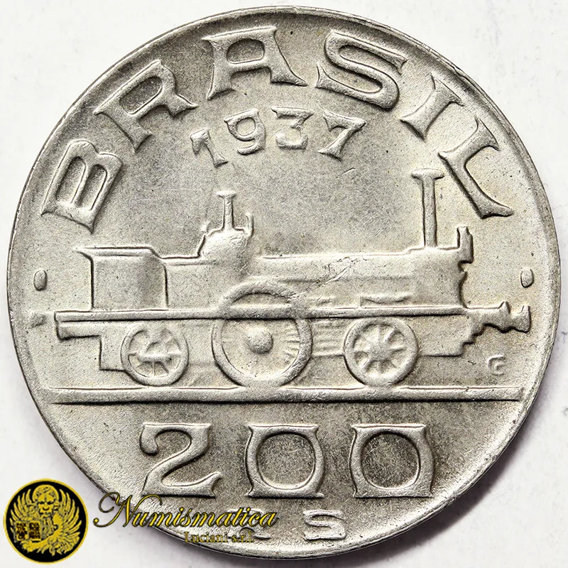 BRASILE 200 REIS 1937 VISCOUNT DE MAUA TRAIN §155
