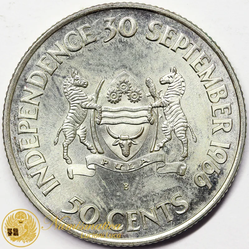 BOTSWANA 50 Cents 1966 Seretse Khama argento #4810