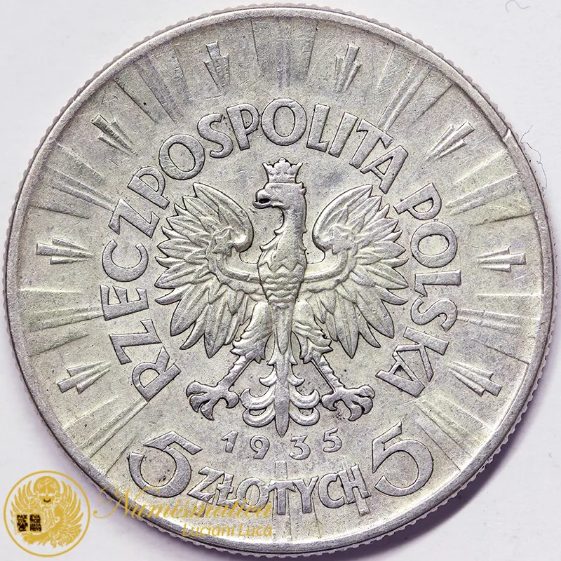 POLONIA 5 ZLOTY 1935 Józef Piłsudski ARGENTO #4828