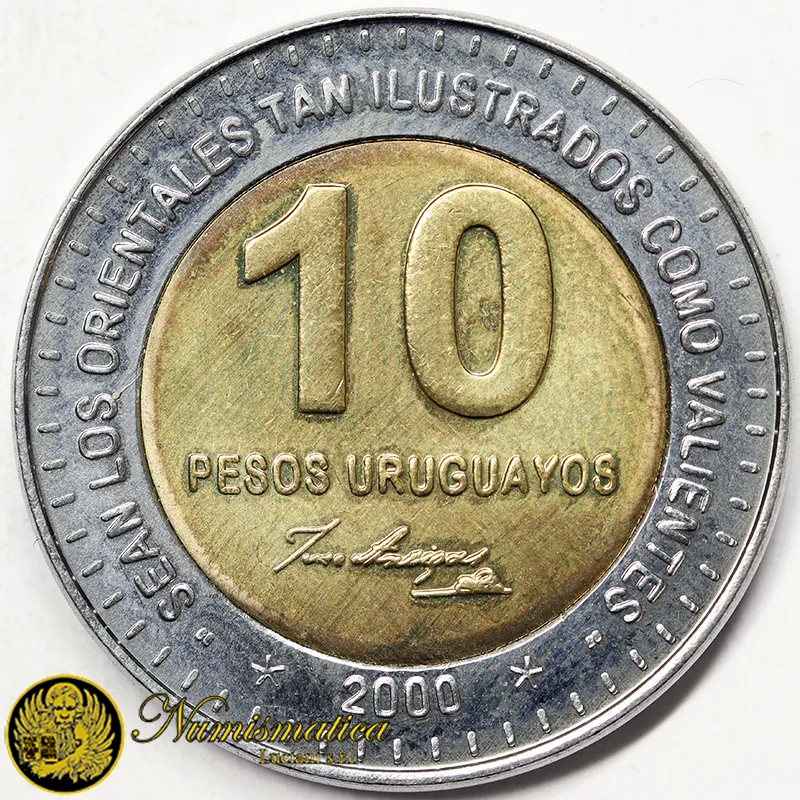 URUGUAY 10 PESOS 2000 JOSE ARTIGAS FDC §257