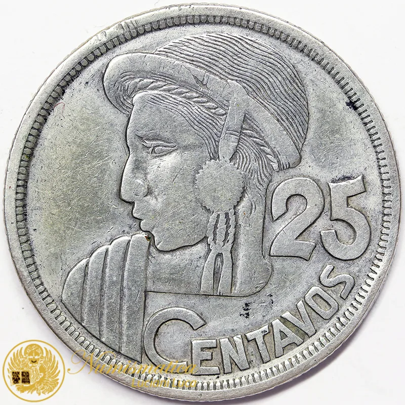 Guatemala 25 Centavos 1956 argento #4867
